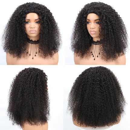 250% Density Kinky Curly Half Wigs Human Hair Seamless Flip Over Half Wig Beginner Friendly Curly Wigs for Black Women
