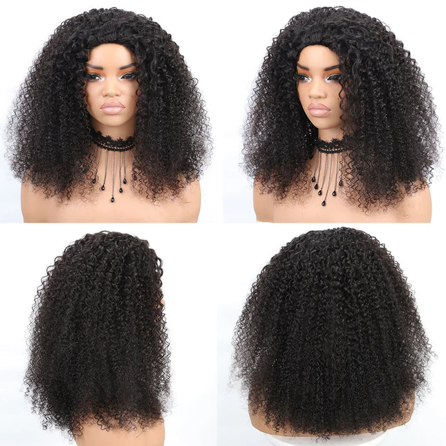 250% Density Kinky Curly Half Wigs Human Hair Seamless Flip Over Half Wig Beginner Friendly Curly Wigs for Black Women