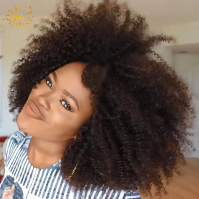 Afro Kinky Curly Wigs Full Machine Cheap Wig Sunlight Human Hair Wigs For Balck Women Remy Brazilian Short Human Wig