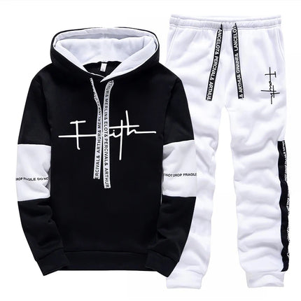 New Mens Tracksuit Casual Printed Sweatshirts Single Piece Hoodie Pants Outdoors Fitness Sports Jogging Mens Clothing Sportswear