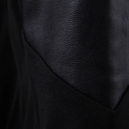 Fashion Jackets for Men Spring New Stand Up Neck Slim Fit Knitted Shirt Panel Leather Knitted Shirt for Men