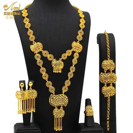 ANIID Indian 24K Gold Color Necklace Set Nigerian Party Bridal Wedding Ethiopian Luxury Dubai Jewelry Wholesale 2024 New Gifts