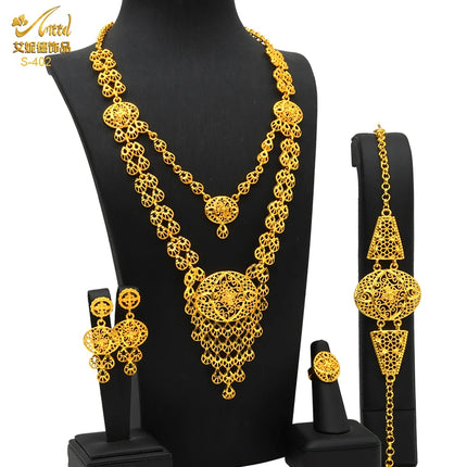 ANIID Indian 24K Gold Color Necklace Set Nigerian Party Bridal Wedding Ethiopian Luxury Dubai Jewelry Wholesale 2024 New Gifts