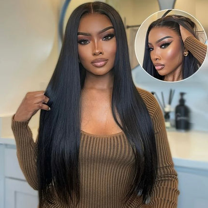 Malaysia Bone Straight 13*5*2 T Lace Wigs For Black Women 180% Density Silky Straight Transparent Human Hair Lace Front Wigs