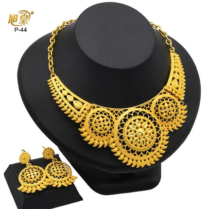Brazilian 24K Gold Color Jewelry Sets For Women Wedding Dubai Necklace Earrings Nigerian Indian Bridal Set Party Gifts Wholesale