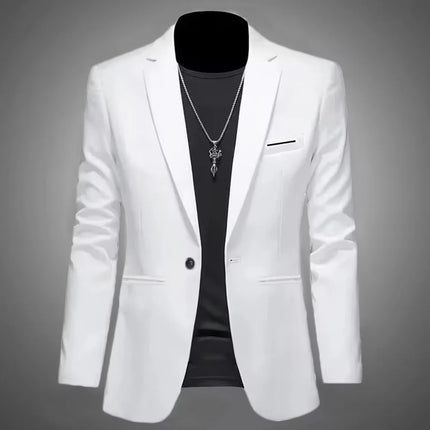 Men's Trendy Leisure Boutique Suit Jacket  Autumn Casual Business Slim Fit Non-ironing Single Button Suit Solid Formal Blouse