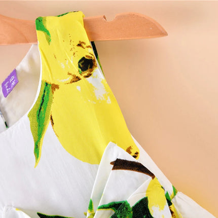 Baby Girl Dresses Summer Lemon Print Sleeveless Girl Princess Dresses Cute Girls Beach Dresses