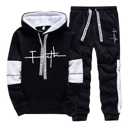 New Mens Tracksuit Casual Printed Sweatshirts Single Piece Hoodie Pants Outdoors Fitness Sports Jogging Mens Clothing Sportswear