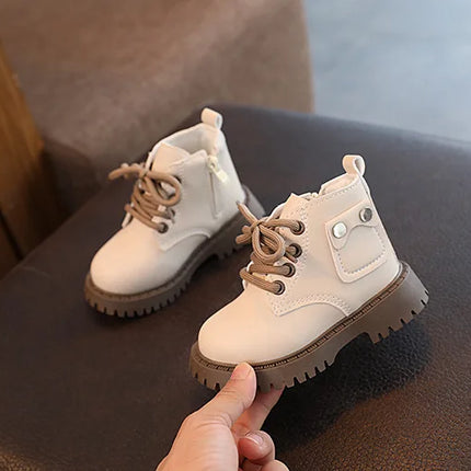 Children's Fashion Front Lace Up Soft Sole Anti Slip Warm Snow Boots Girls' Plush Casual Cotton Shoes