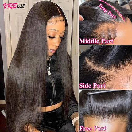 13x4 HD Transparent Straight Lace Frontal Wigs 12A Bob Wig Pre Plucked Glueless Full Lace Front Human Hair Wigs For Black Women