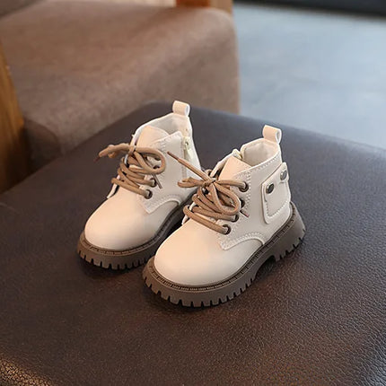 Children's Fashion Front Lace Up Soft Sole Anti Slip Warm Snow Boots Girls' Plush Casual Cotton Shoes