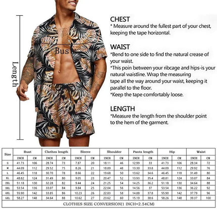 Baroque Luxury Printed Men's Shirt Shorts 2 Piece Set Summer Casual Shirt Hawaiian Beach Short-sleeved Men's Suits Clothing