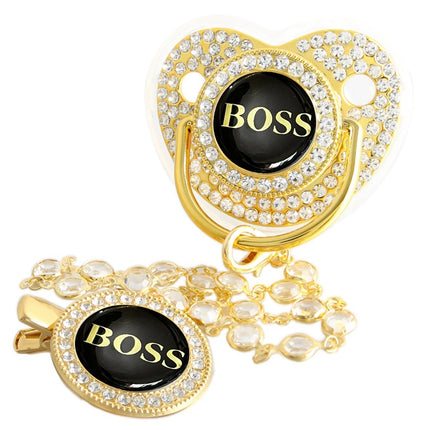 Bling Weaning Pacifier Luxury Baby Pacifier With Chain Clip Newborn Baby Dummy Soother Nipple With Gem