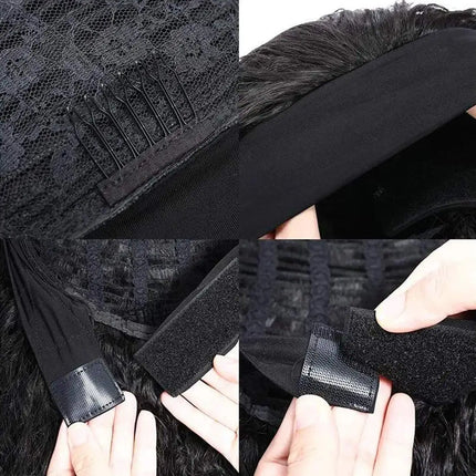 Kinky Curly Headband Wigs Human Hair For Black Women 180% Density Peruvian 10-24 Inch Human Hair Wigs Full Machine Made Wigs