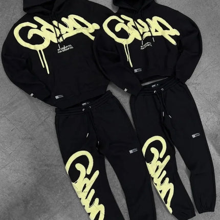 New Punk Goth Casual Loose Men Suit 2025 American High Street Fashion Clothing Retro Harajuku Y2K Fashion Oversized Hoodie