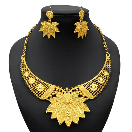 ANIID Indian 24K Gold Color Necklace Set Nigerian Party Bridal Wedding Ethiopian Luxury Dubai Jewelry Wholesale 2024 New Gifts