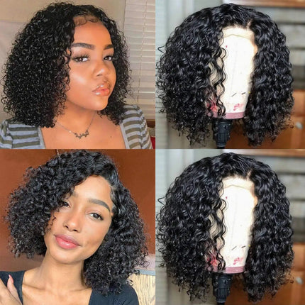 Short Curly Bob Lace Front Human Hair Wigs PrePluck With Baby Hair Brazilian Deep Wave Frontal Wig For Women Water Wave Lace Wig