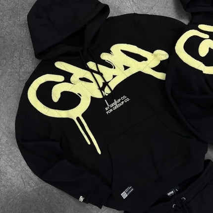 New Punk Goth Casual Loose Men Suit 2025 American High Street Fashion Clothing Retro Harajuku Y2K Fashion Oversized Hoodie