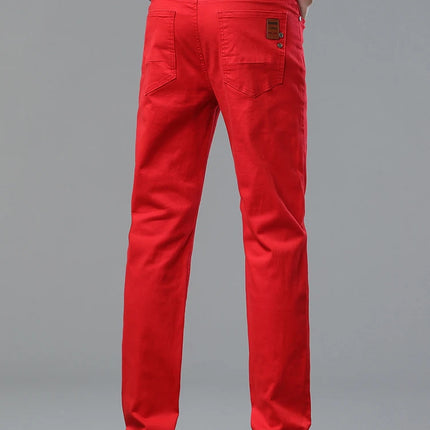 Four Season New Men's Yellow Jeans Fashion Business Casual Straight Denim Stretch Trousers All-match Men's Casual Pants Jeans