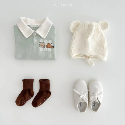 New Arrival Baby Boys Long Sleeve Cartoon Romper Turn-Down Collar  Infant Kids Jumpsuits Toddler Bodysuits Pure Cotton 0-3Y