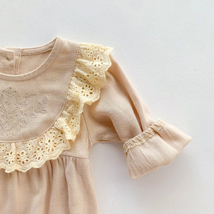 2023 Autumn Baby Girls Romper One Piece Bodysuit + Hat Newborn Cotton Long Sleeve Jumpsuit Baju