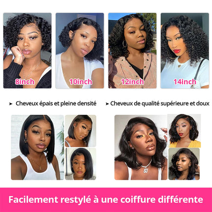 Short Curly Bob Lace Front Human Hair Wigs PrePluck With Baby Hair Brazilian Deep Wave Frontal Wig For Women Water Wave Lace Wig