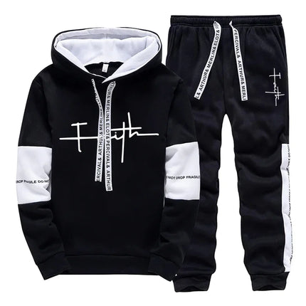 New Mens Tracksuit Casual Printed Sweatshirts Single Piece Hoodie Pants Outdoors Fitness Sports Jogging Mens Clothing Sportswear