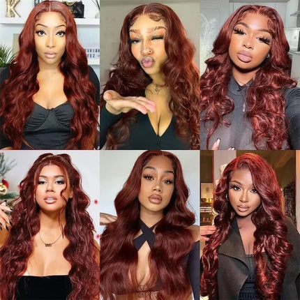 Reddish Brown Body Wave 13x4 Lace Front Human Hair Wigs Colored 13x6 Hd Lace Frontal Wigs 100% Brazilian Human Hair Pre Plucked