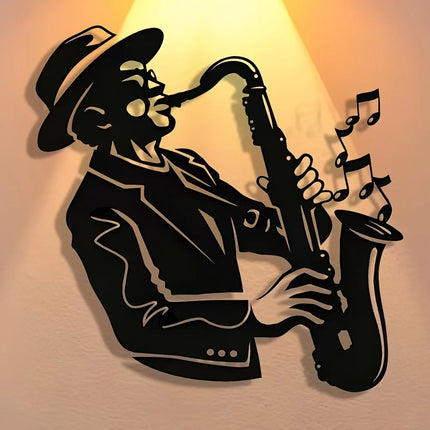 Elegant Saxophone Metal Wall Art - Minimalist Christmas Design, Perfect for Home & Office Decor, Living Room, Bedroom Decor