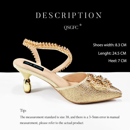 African Special Banquet Elegant Style Silver Color Party Wedding Pointed Toe  Heel Women Shoes and Bag Set With Rhinestone