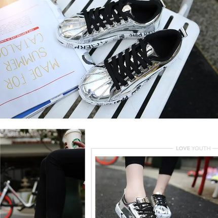 Couple Gold Silver Jogging Sneakers Men Hip Hop Casual Unisex Shoes Tennis Women Running Trainers Clunky Streetwear Footwear