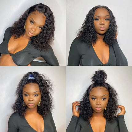 Short Curly Bob Lace Front Human Hair Wigs PrePluck With Baby Hair Brazilian Deep Wave Frontal Wig For Women Water Wave Lace Wig