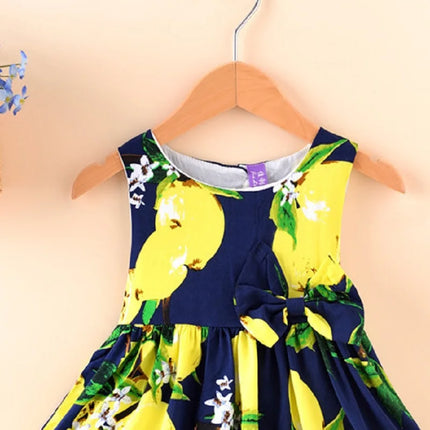 Baby Girl Dresses Summer Lemon Print Sleeveless Girl Princess Dresses Cute Girls Beach Dresses