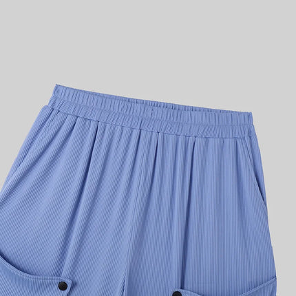 INCERUN Men Sets Solid Color Streetwear O-neck Sleeveless Tank Tops & Pants 2PCS Summer Loose Fashion Men's Casual Suits S-2XL