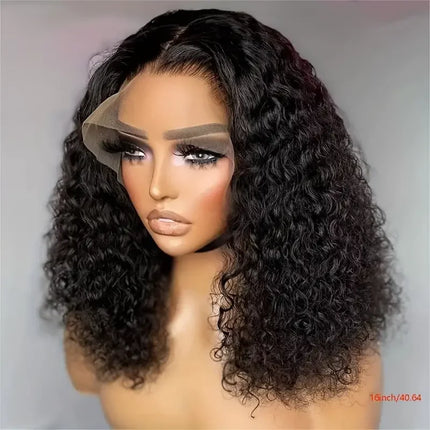 Short Kinky Curly 13x4 Glueless Wigs Lace Front Wig Human Hair Wear And Go Brazilian Remy Wigs Natural Black 4x4 Lace Closure