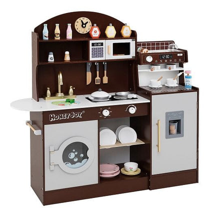 Kids Kitchen Set Wooden with Coffee Makers and Accessories-White-4