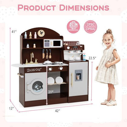 Kids Kitchen Set Wooden with Coffee Makers and Accessories-White-7