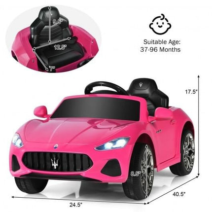 12V Kids Ride-On Car with Remote Control and Lights-Pink-2