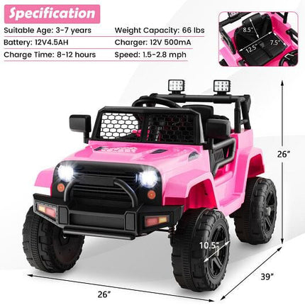 12V Kids Ride On Truck with Remote Control and Headlights-Black-7