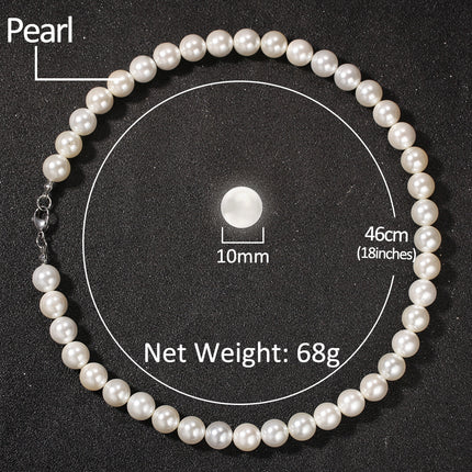 Shell Bead Pearl Necklace – Unisex Geometric Chain with Cross Pendant