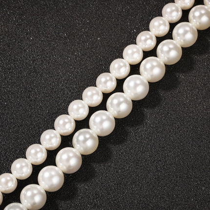 Shell Bead Pearl Necklace – Unisex Geometric Chain with Cross Pendant