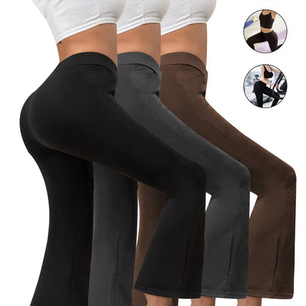 3pcs Butt-Lifting Flare Yoga Pants High Waist, Ultra Stretch, Naked Feel Leggings For Women