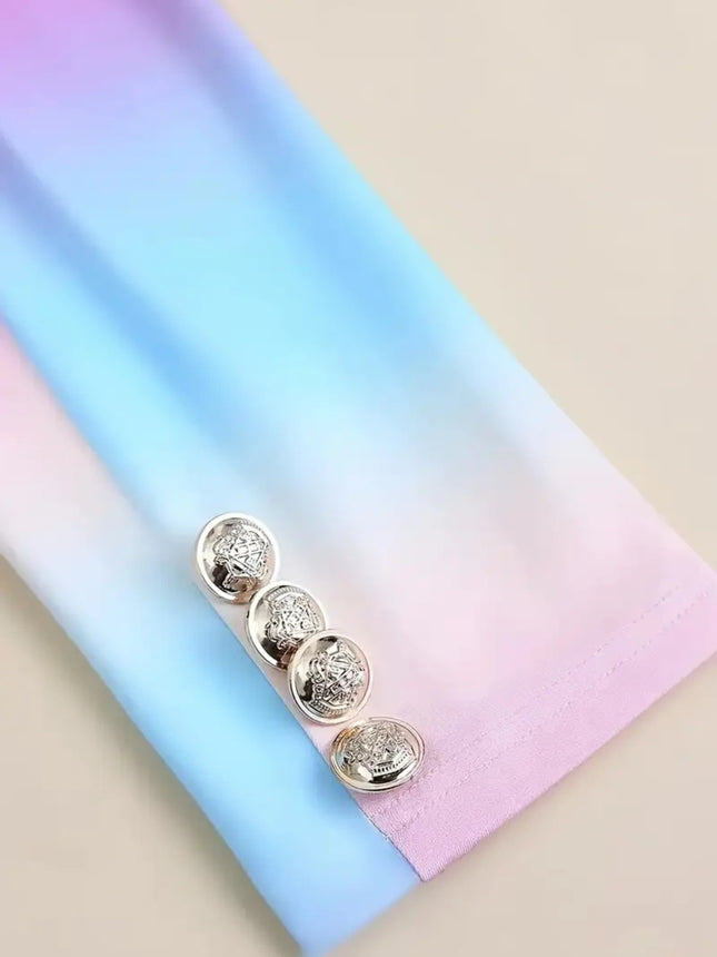 Gradient Color Elegant Suit Jacket Set