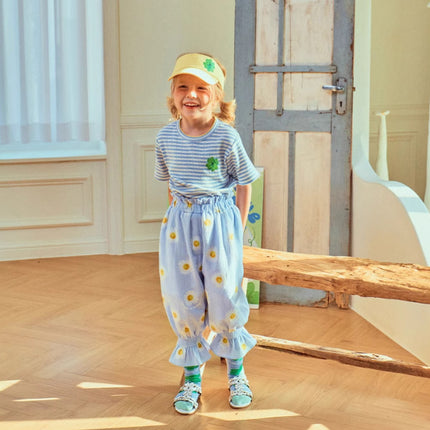 Girls’ Summer Korean Style Cotton A-Line Dress – Short Sleeve Cute Outfit