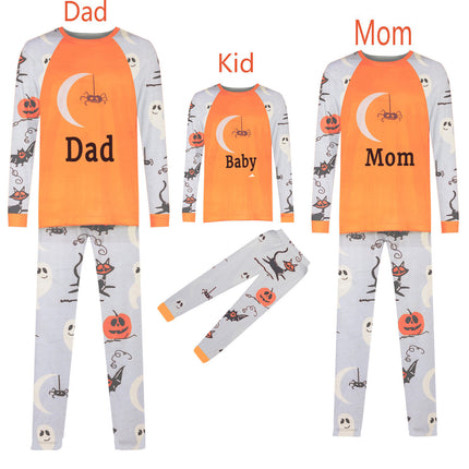 Fashionable Halloween Printed Parent-Child Outfit – Polyester Home Wear Set