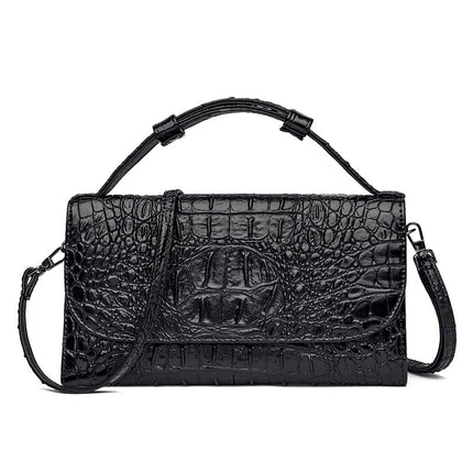 Golden Silhouette: Croc-Embossed Leather Messenger Bag