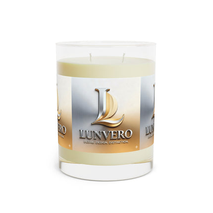 LUNVERO | Decorative Luxe Scented Candle - 11oz Full Glass | 360 text Printed Art