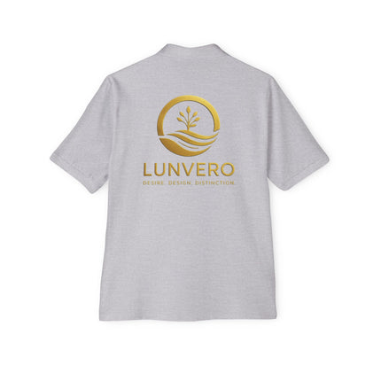 LUNVERO White Polo – Gold Edition Unisex Casual Wear, Golf Shirt, Perfect Gift, Business Casual Attire