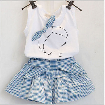 Girls’ Summer Korean Style Cotton Sleeveless Pants Set – Shorts Outfit