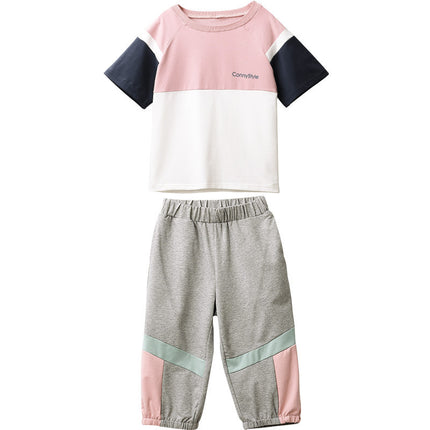 Girls’ Summer Casual Cotton Pants Set – Short Sleeve Pullover Outfit